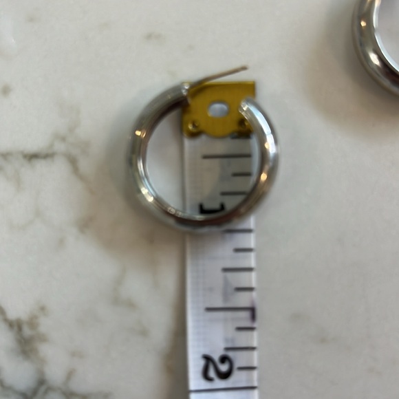 Statement Silver hoop Huggies earrings - Picture 3 of 4